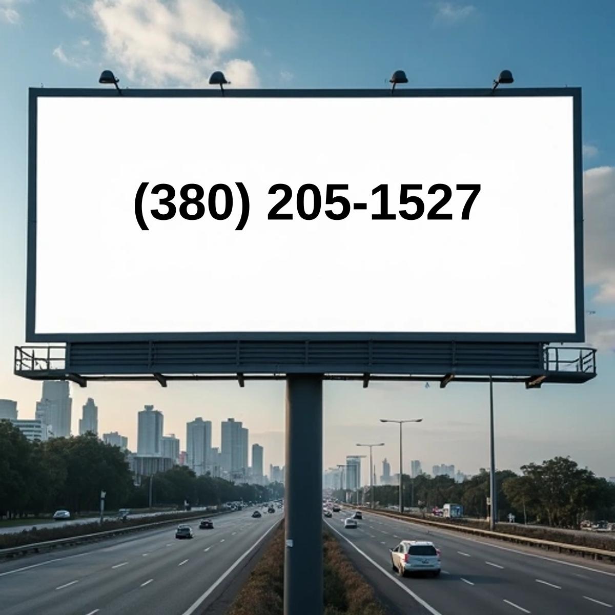 (380) 205-1527 on billboard