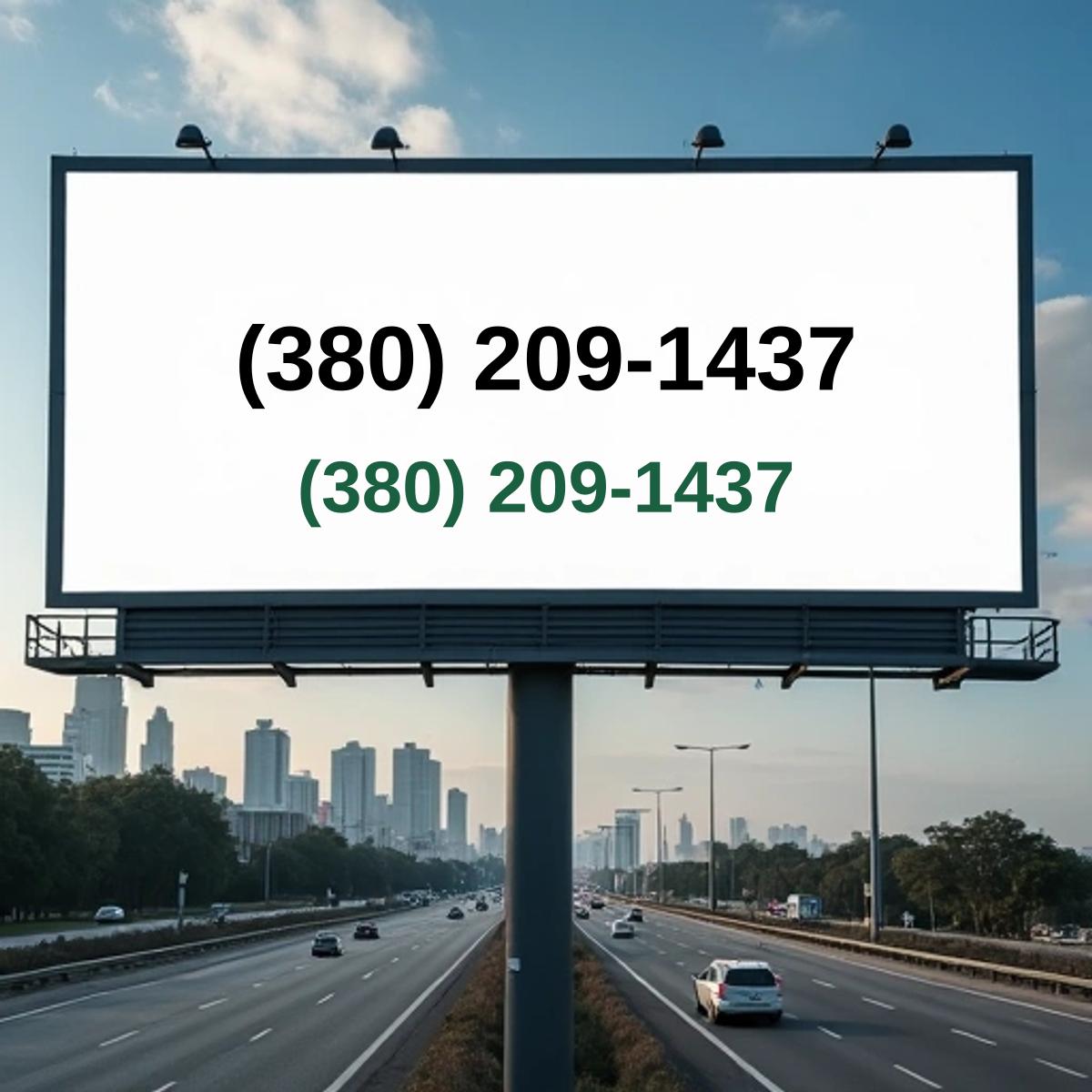 (380) 209-1437 on billboard