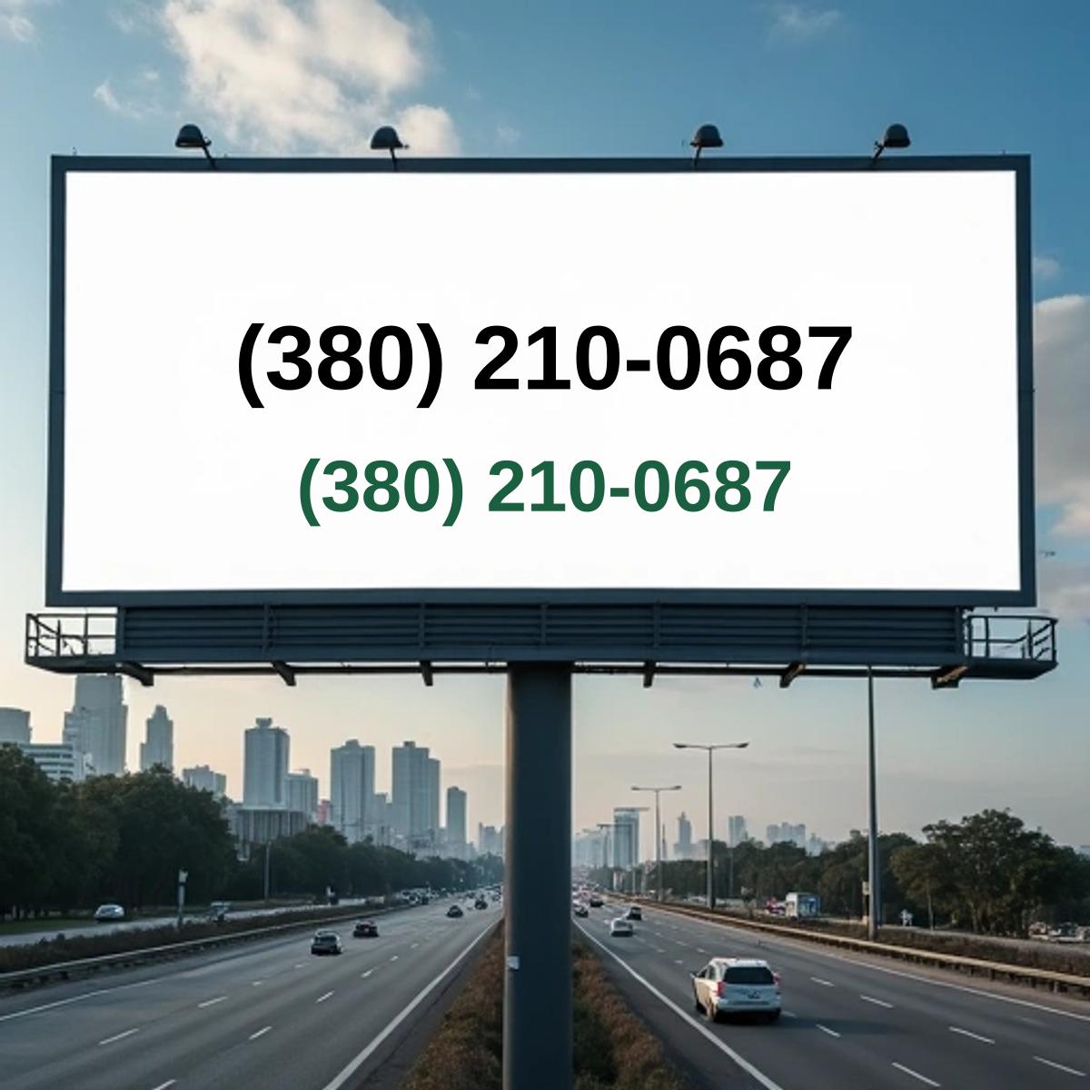 (380) 210-0687 on billboard
