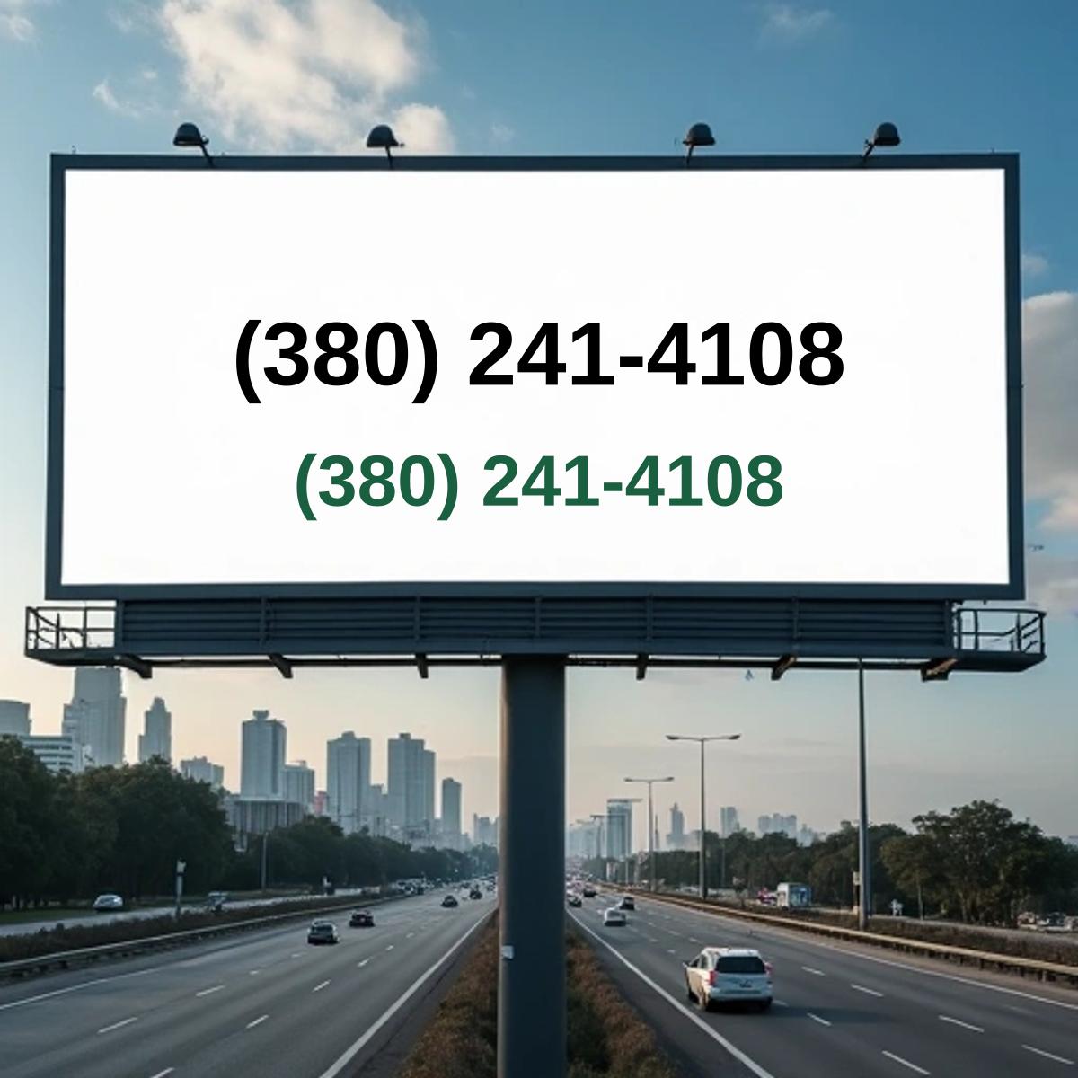 (380) 241-4108 on billboard