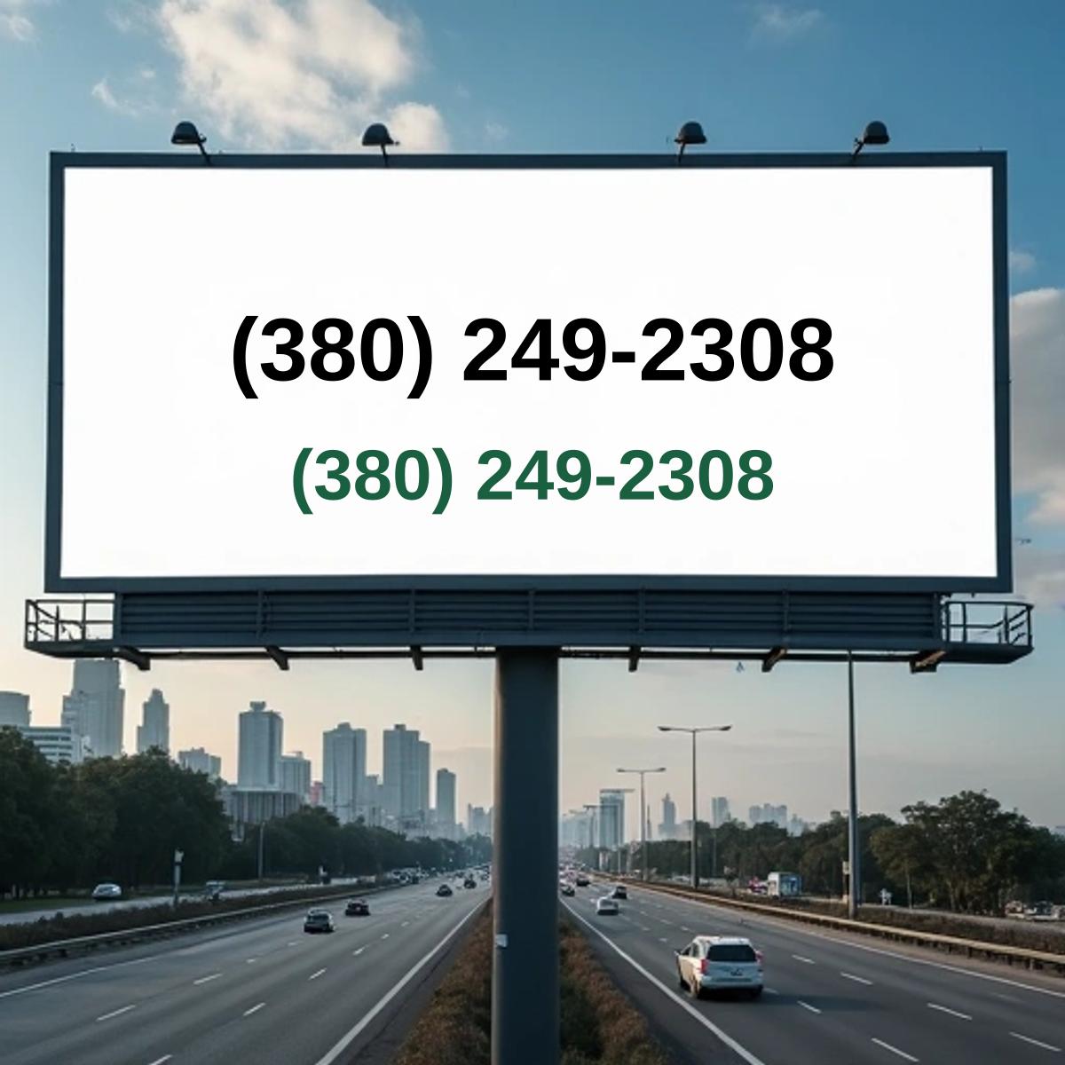 (380) 249-2308 on billboard