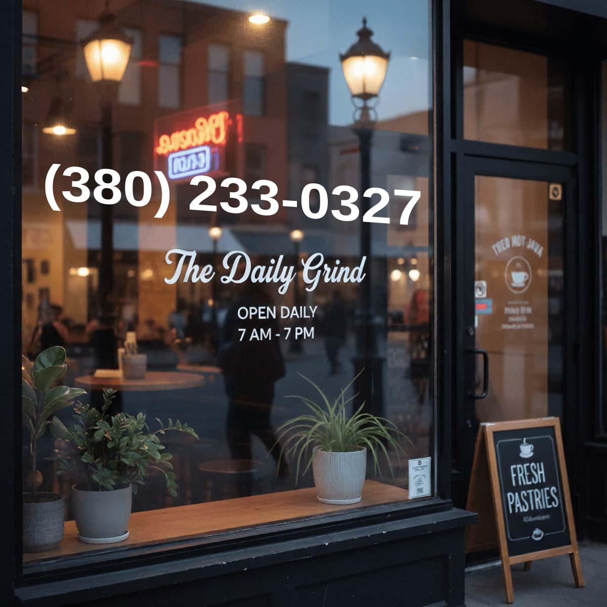 (380) 233-0327 on storefront