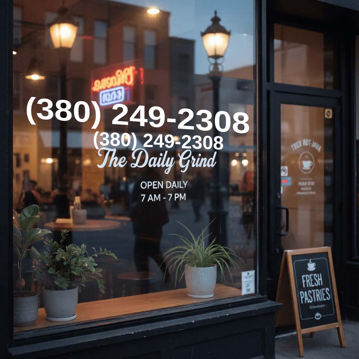 (380) 249-2308 on storefront